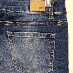 R1892 Mid Rise Skinny Jeans Size 8 x 30 Stretch Blue Distressed Regular Pants